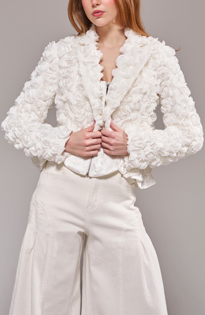 AZALEA WANG Briarrose Rosette Crop Blazer, Alternate, color, 