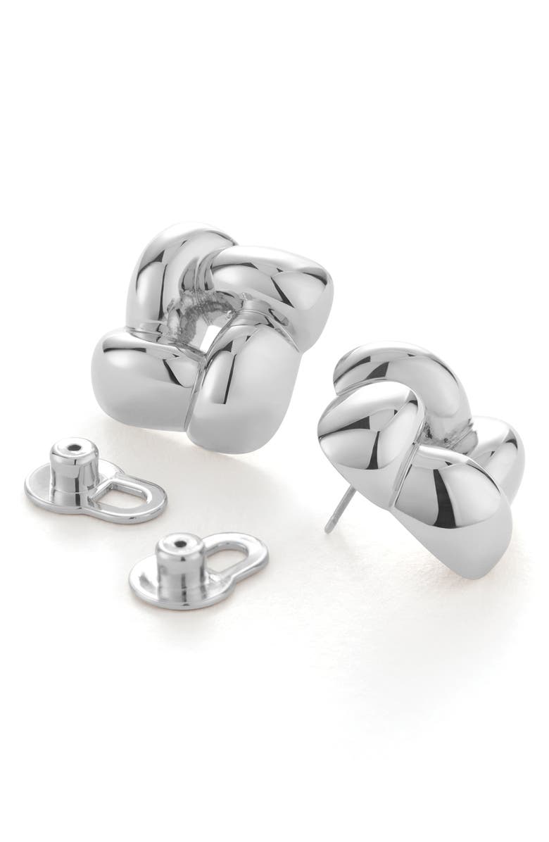 JENNY BIRD Medium Woven Square Stud Earrings, Alternate, color, High Polish Silver