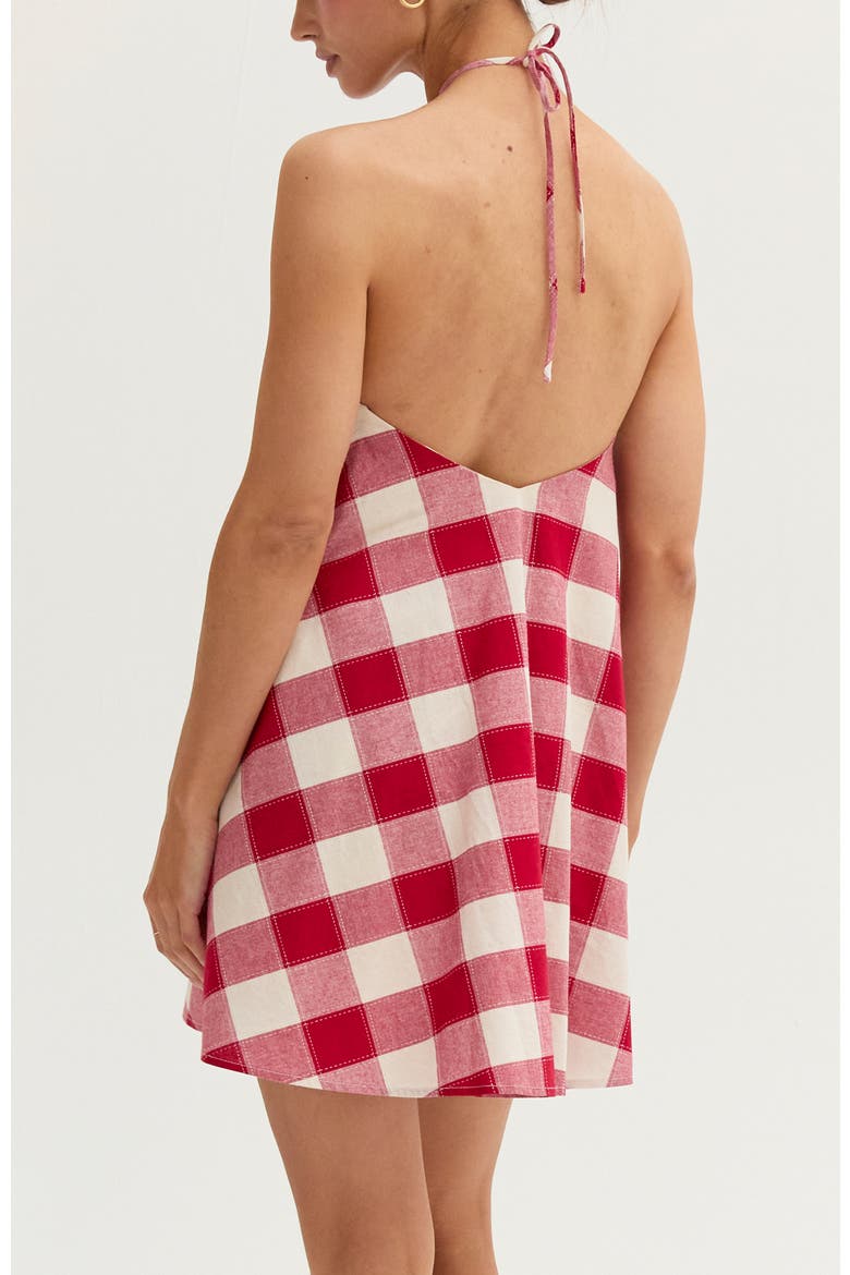 Gingham Halter Romper Dress, Alternate, color, Red