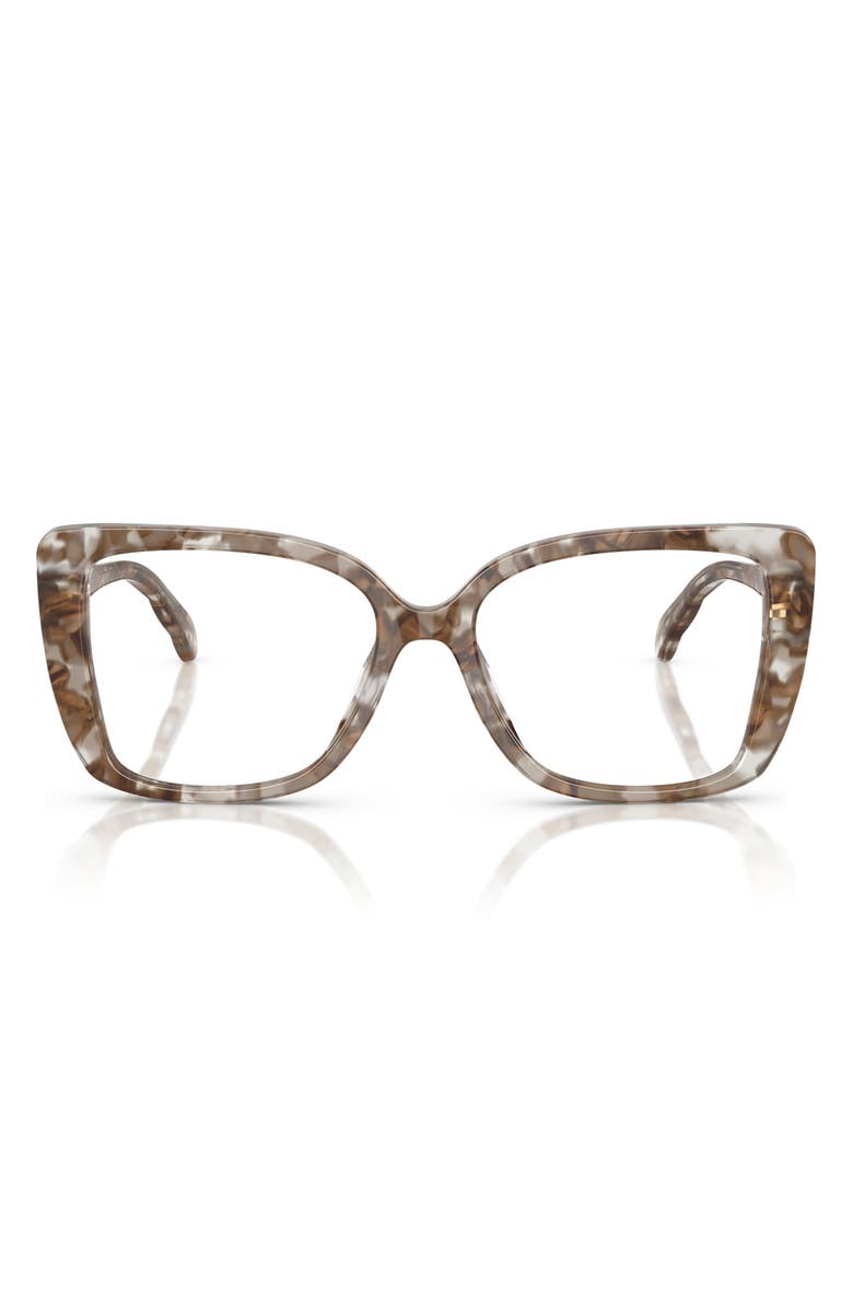 Tory Burch 53mm Square Optical Glasses, Main, color, Brown Tortoise