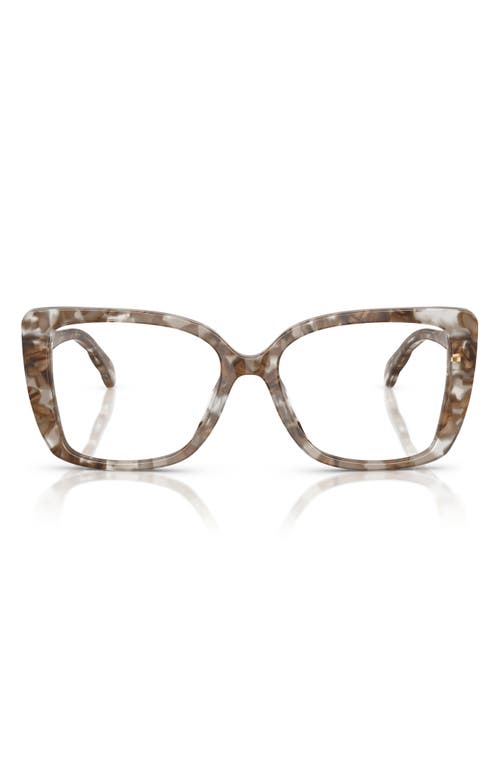 Tory Burch 53mm Square Optical Glasses In Brown Tortoise