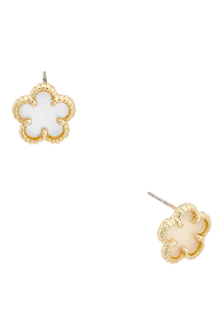 Mother-of-Pearl Stud Earrings, Main, color, YELLOW