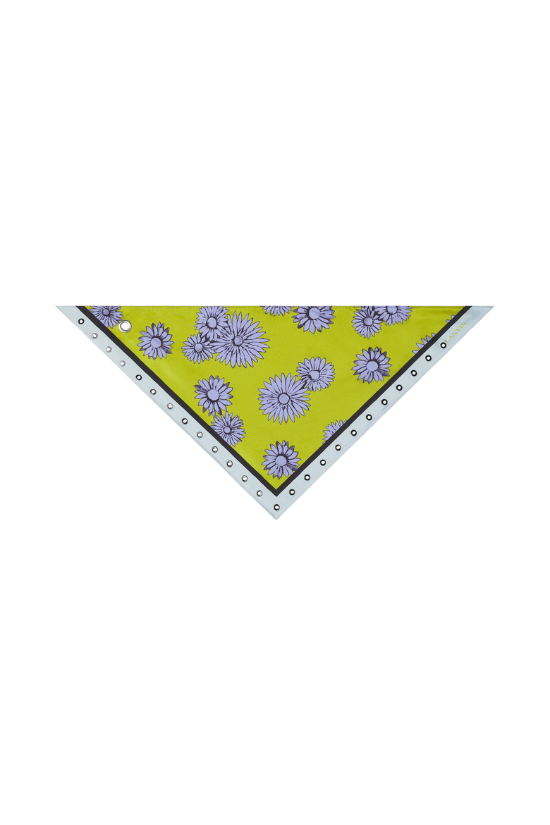 Triangle Silk Scarf With Marguerite Motifs, Main, color, Green