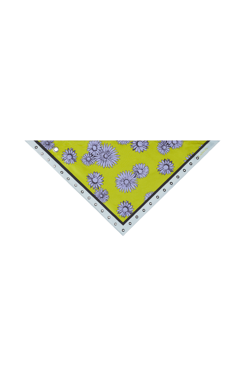 Lanvin Triangle Silk Scarf With Marguerite Motifs, Main, color, Green