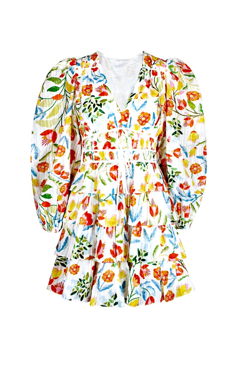 Jessie Zhao New York Flower Land Cotton Viscose Voile Mini Dress, Alternate, color, Green