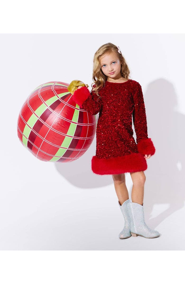 Lola + The Boys Shimmer Dress, Alternate, color, Red