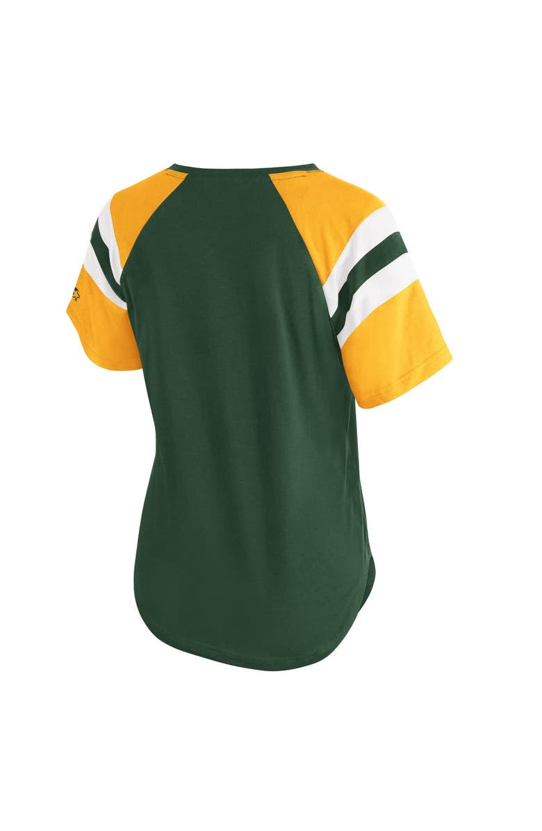 STARTER Women's Starter  Green Green Bay Packers Game On Notch Neck Raglan T-Shirt, Alternate, color, 