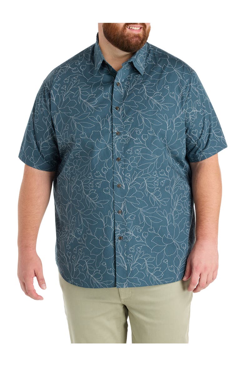 Big & Tall Floral Sport Shirt V2, Main, color, DARK SLATE