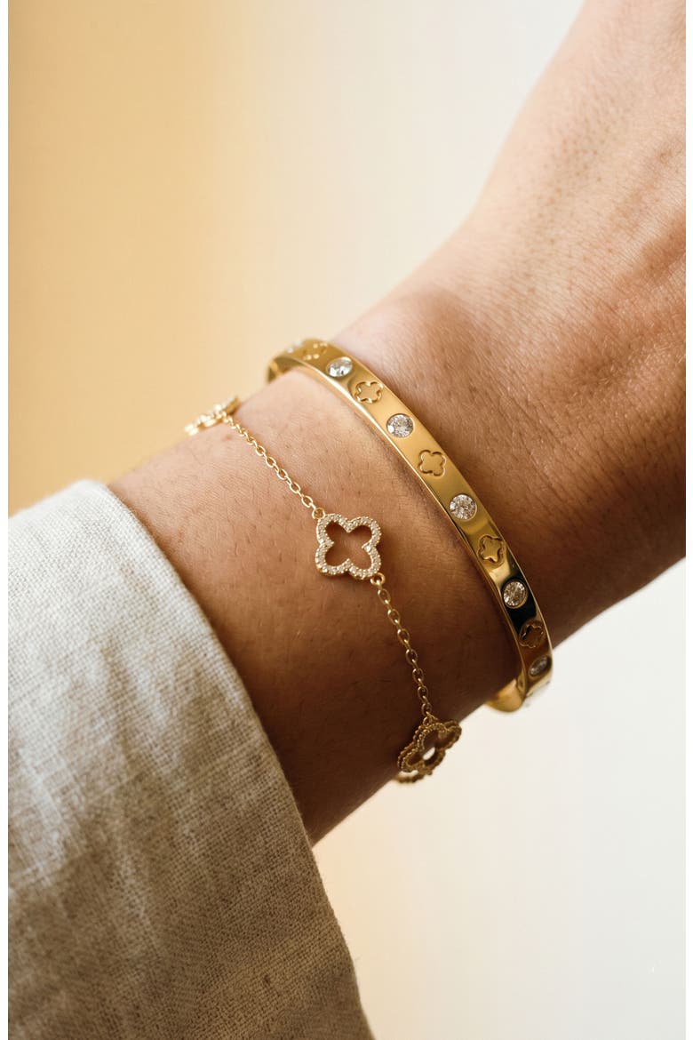Set of 2 Clover Bracelets, Alternate, color, GOLD