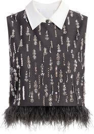 Cinq à Sept Selene Embellished Feather Top