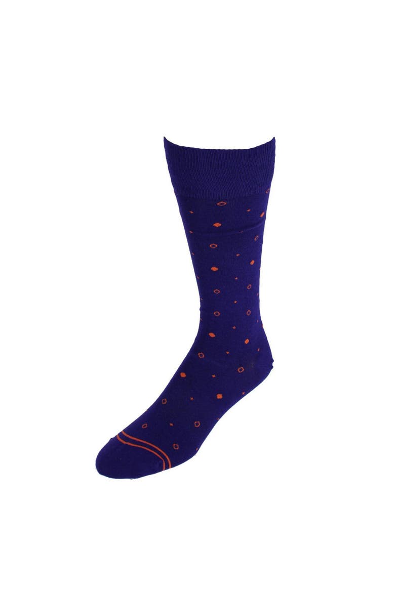 Men's Distinctive Dot Mid-Calf Premium Novelty Dress Socks, Main, color, Purple