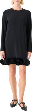Akris punto Long Sleeve Shift Dress with 3D Hem