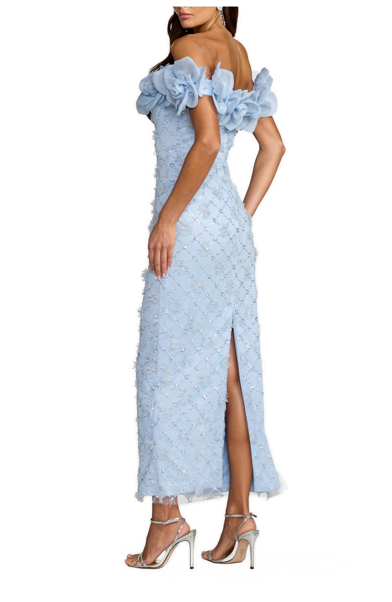 Mac Duggal Off The Shoulder Embellished Dress With 3D Flower Detail, Alternate, color, Powder Blue