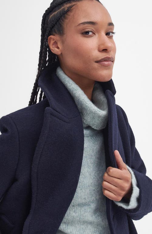Barbour Ingrid Double Breasted Wool Blend Peacoat In Blue