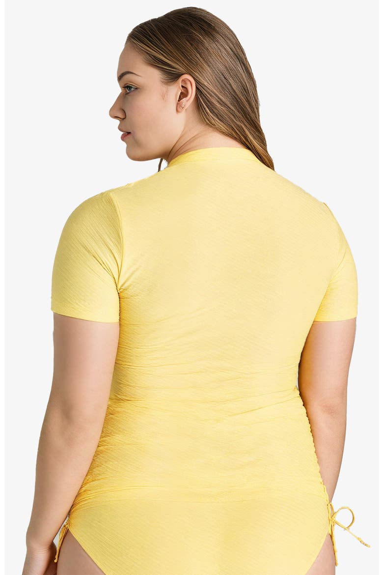 Plus Size Half-Zip Adele Swim Top, Alternate, color, Buttercup (Textured)