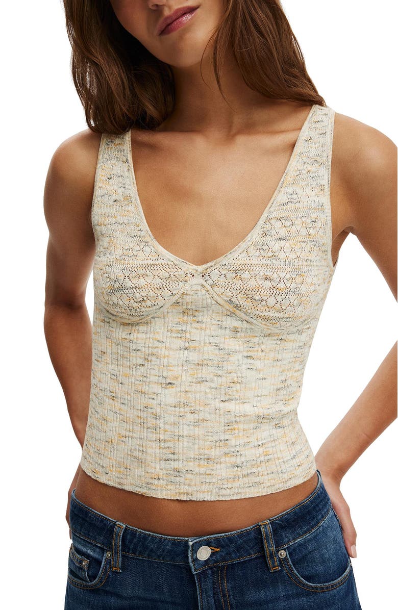 Cotton On Women's Pointelle Knit Tank, Alternate, color, Neutral Twist