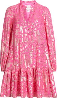 Lilly Pulitzer® Evaline Long Sleeve Silk Blend Drop Waist Dress