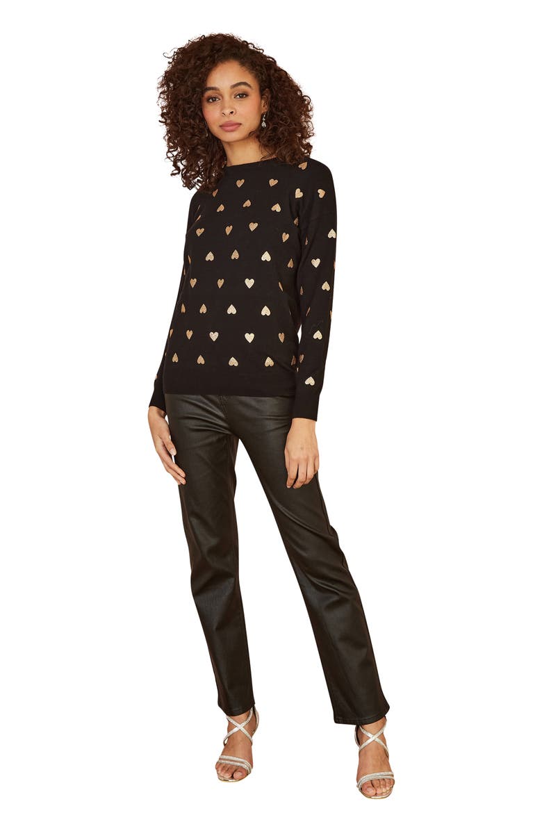 Yumi Foil Heart Print Relaxed Fit Sweater, Alternate, color,