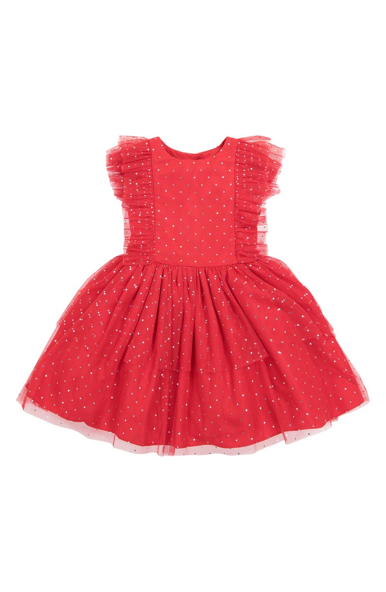 Pippa & Julie Foil Dot Mesh Party Dress & Bloomers Set, Alternate, color,