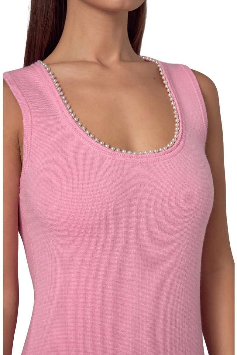 Faux Pearl Detail Knit Midi Dress, Alternate, color, PINK
