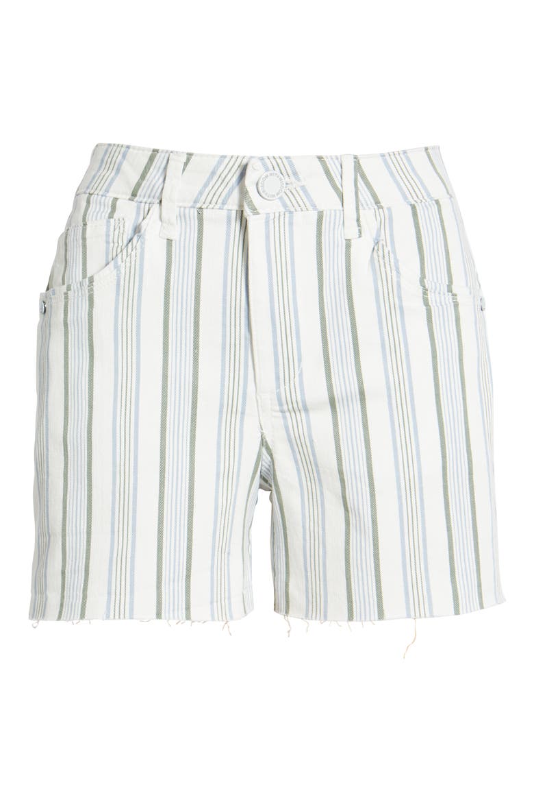 'Ab'Solution Stripe High Waist Raw Hem Shorts, Alternate, color, CACTUS WATER MULTI