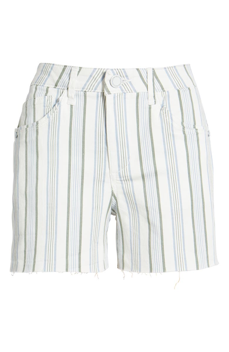 Wit & Wisdom 'Ab'Solution Stripe High Waist Raw Hem Shorts, Alternate, color, Cactus Water Multi