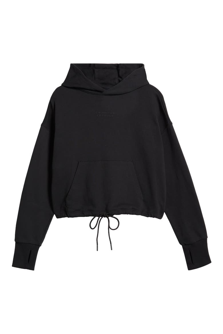 Relaxed Crop Hoodie, Alternate, color, BLACK