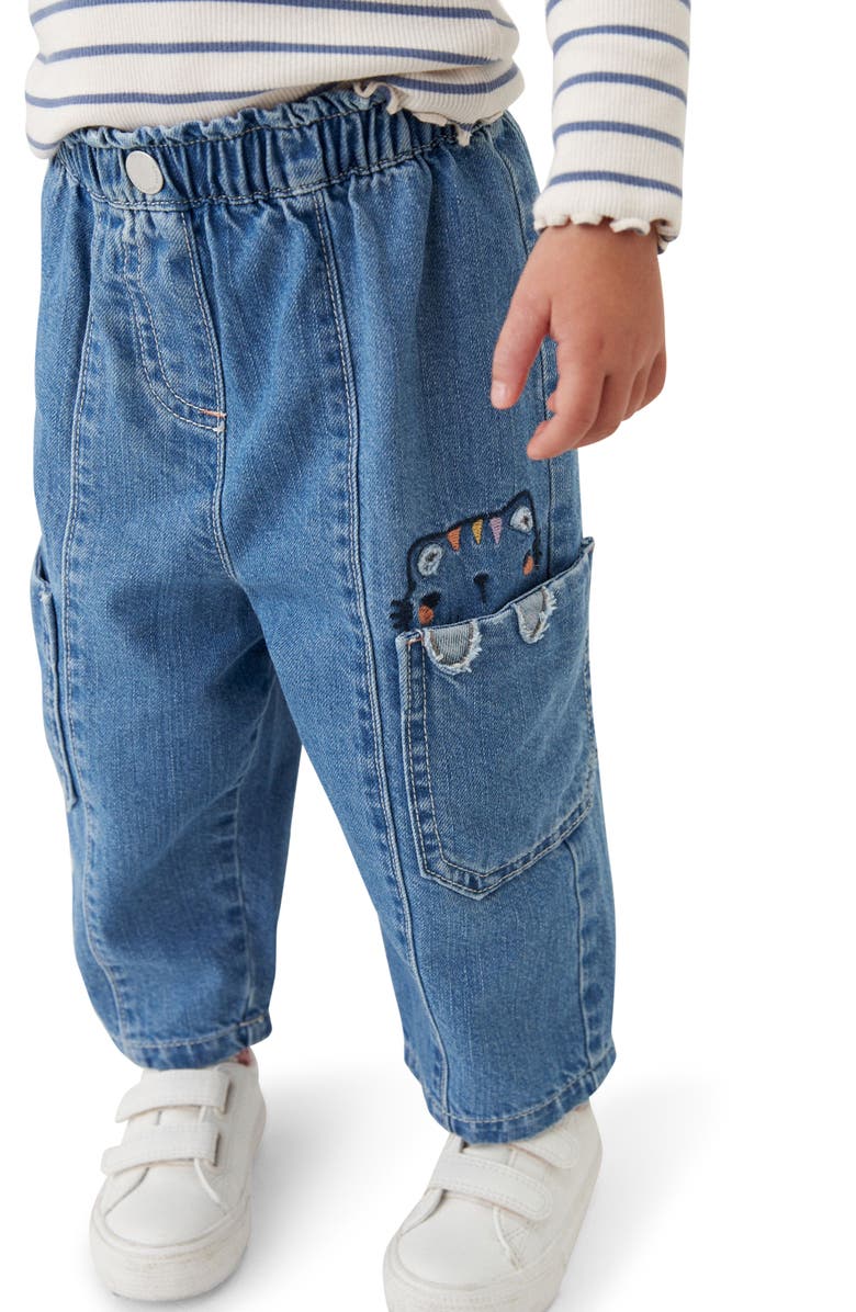 NEXT Kids' Embroidered Character Wide Leg Jeans, Alternate, color,