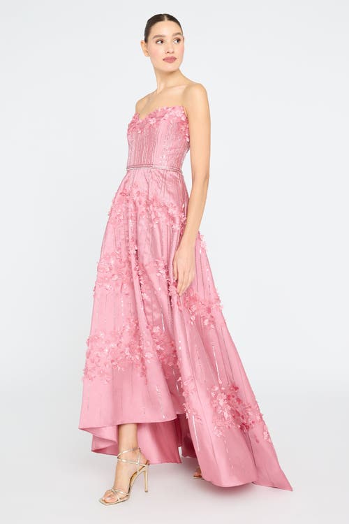 Theia Toby Beaded Gown In Pink