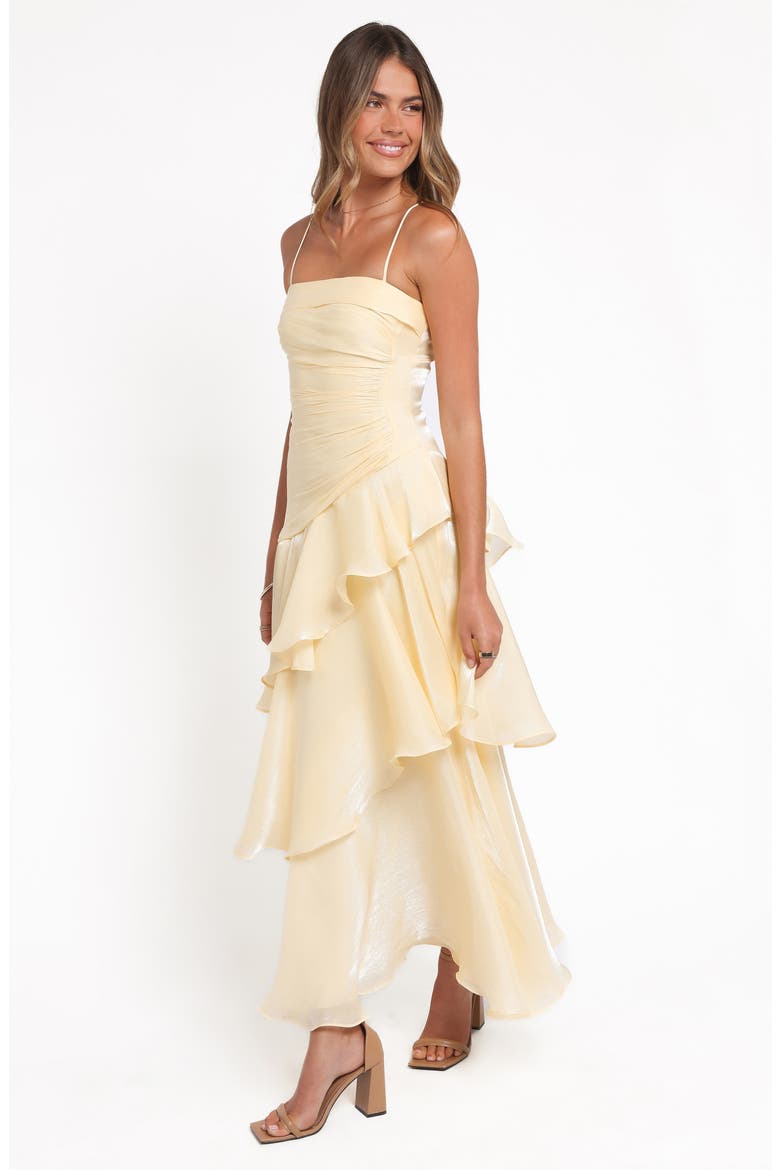 Rosalie Metallic Ruffle Maxi Dress, Alternate, color, BUTTER YELLOW