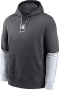 Nike Youth Nike Charcoal Michigan State Spartans 2024 Sideline Club Fleece Color Block Pullover Hoodie