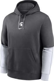 Nike Youth Nike Charcoal Michigan State Spartans 2024 Sideline Club Fleece Color Block Pullover Hoodie