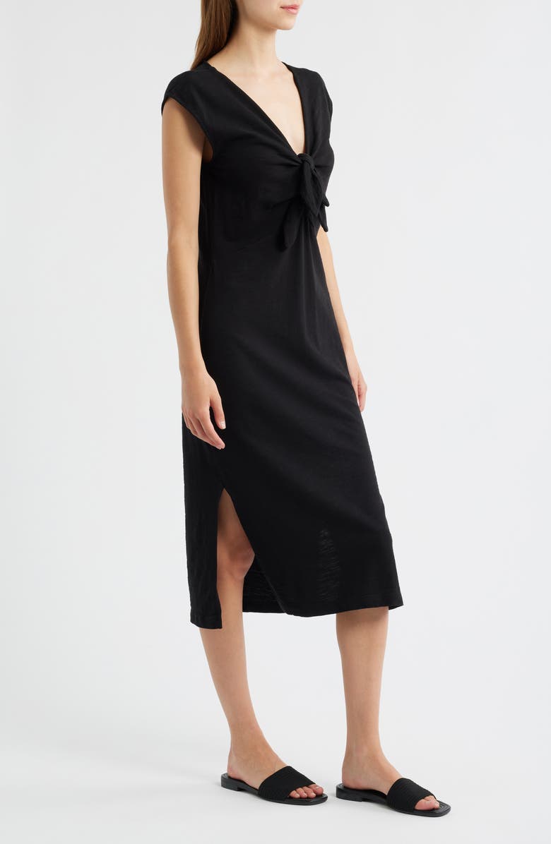 Nation LTD Kalee Tie Neck Midi Dress, Alternate, color, Jet Black