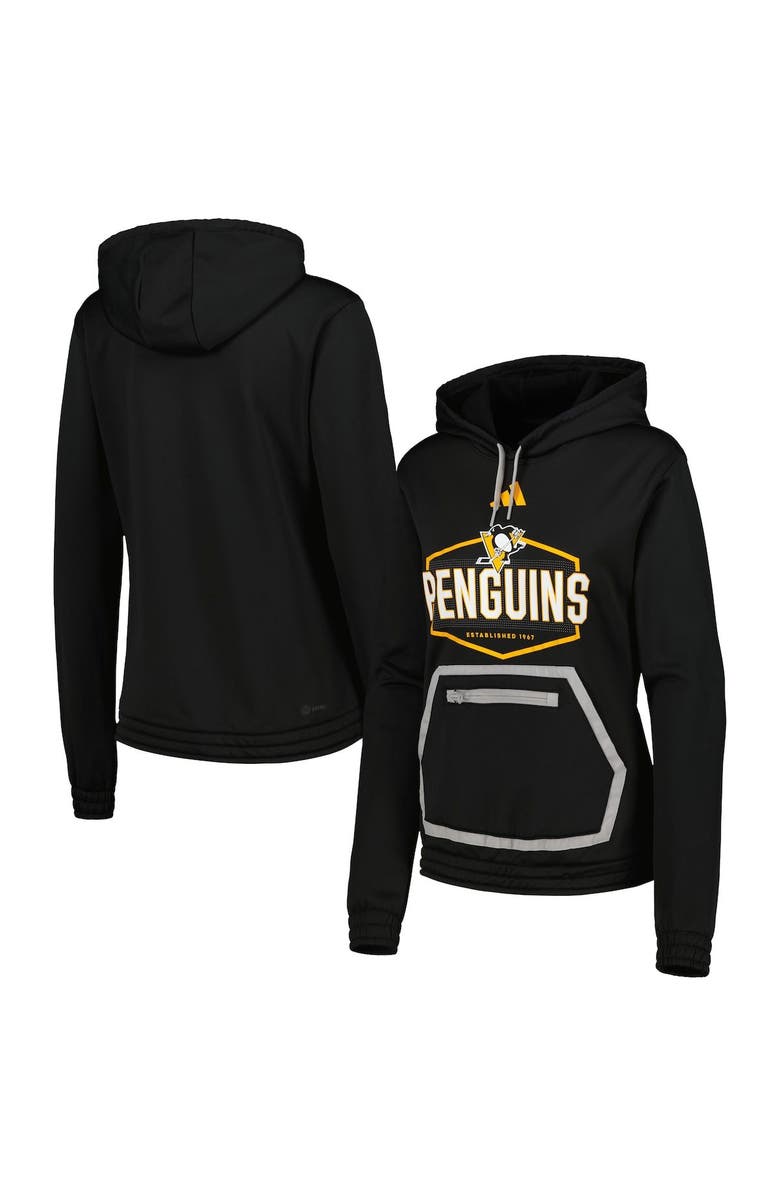 adidas Women's adidas Black Pittsburgh Penguins Team Pullover Hoodie, Main, color,