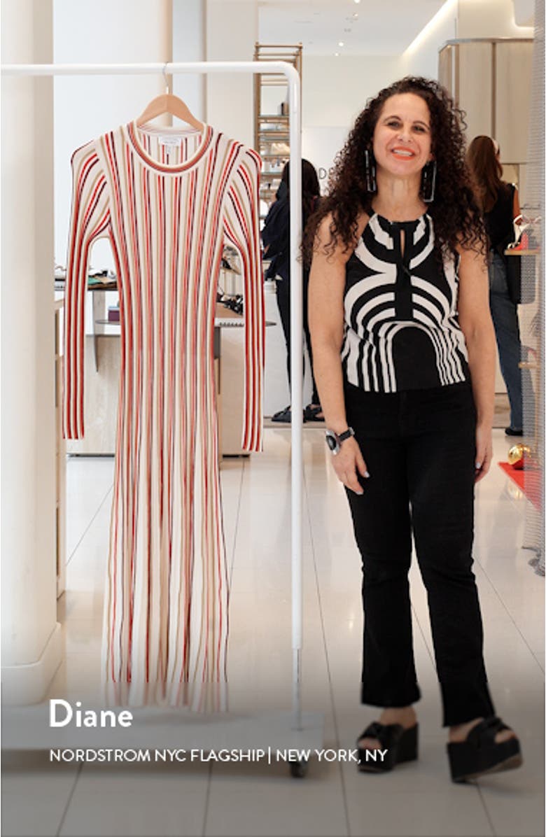Stripe Long Sleeve Midi Sweater Dress, sales video thumbnail