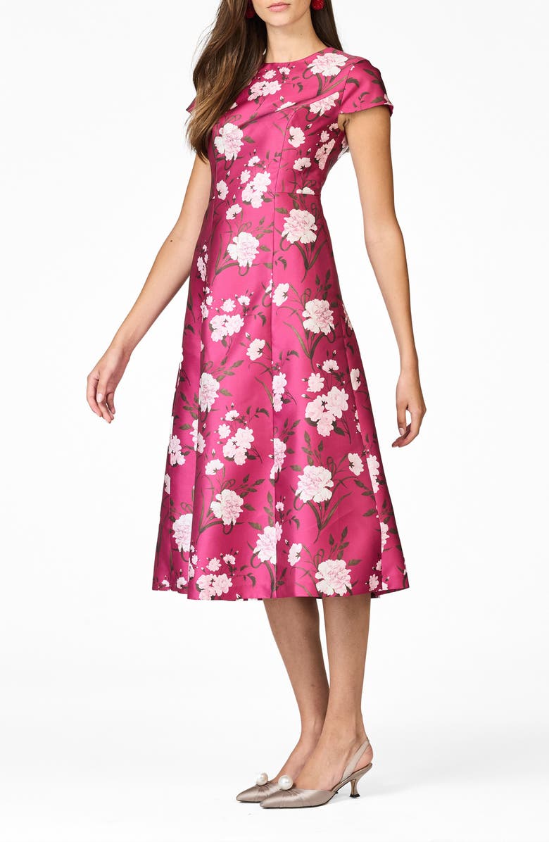 Sachin & Babi Jackie Floral Cocktail Midi Dress, Alternate, color, Rhodolite English Rose