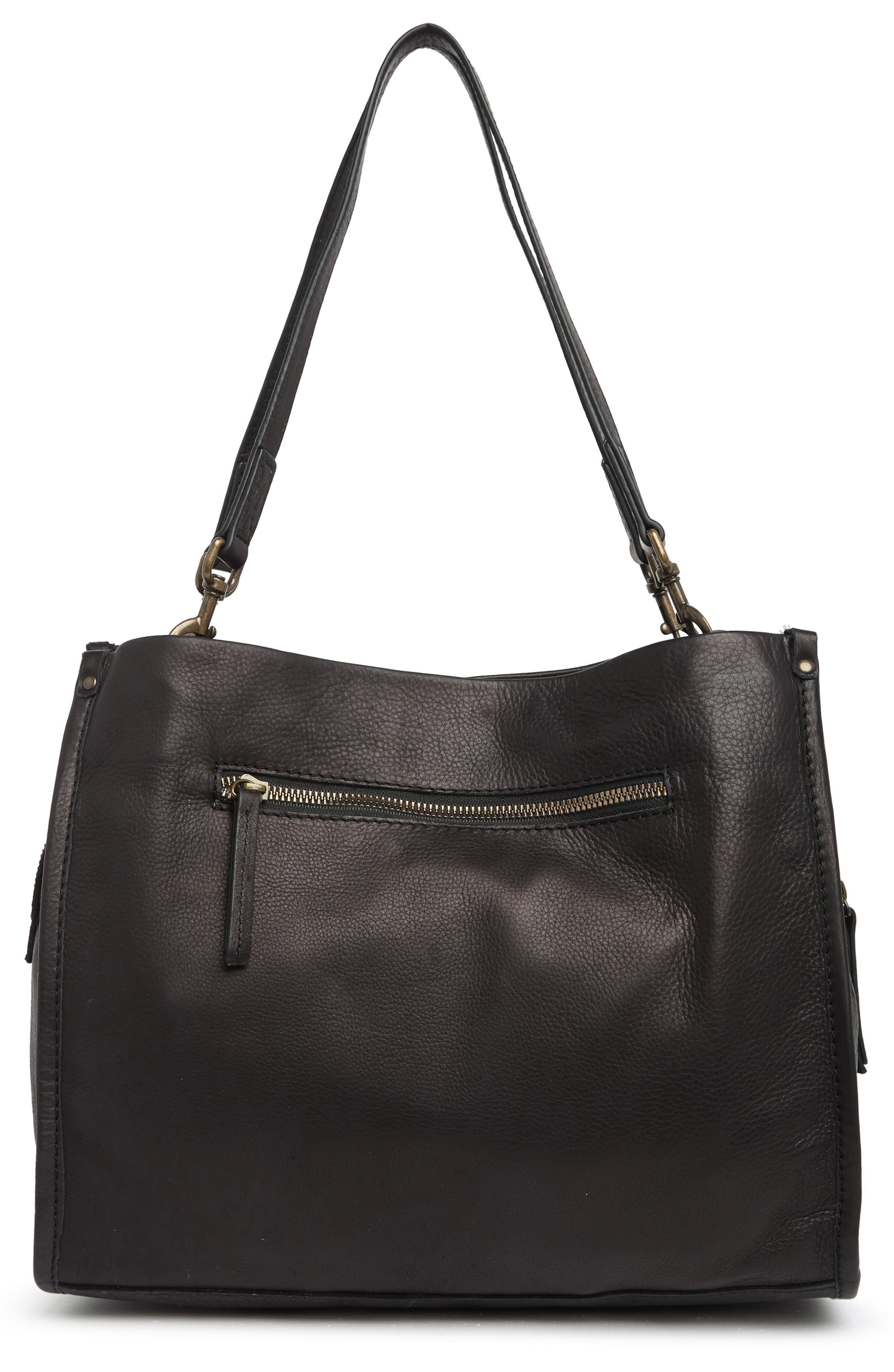 AMERICAN LEATHER CO. Lenox Leather Satchel, Alternate, color, Black Smooth