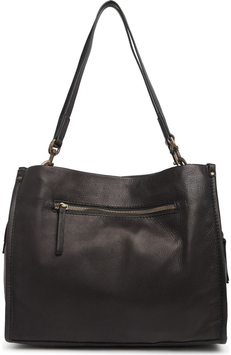 AMERICAN LEATHER CO. Lenox Leather Satchel, Alternate, color, Black Smooth
