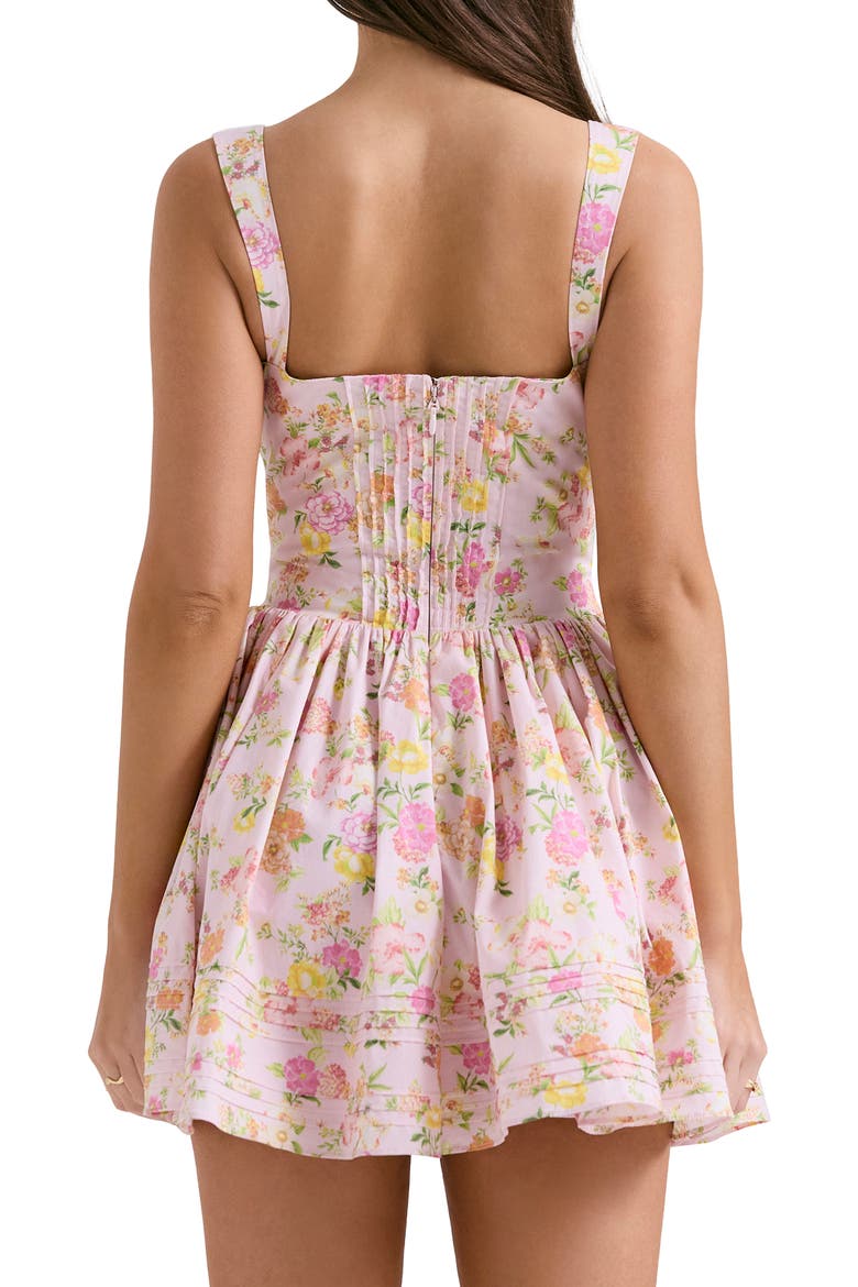 Natassia Corset Cotton Blend Cocktail Minidress, Alternate, color, PINK FLORAL PRINT