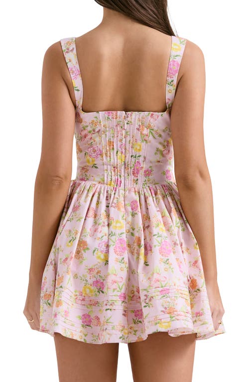 House Of Cb Womens Natassia Flared-skirt Cotton-blend Mini Dress Pink Meadow Print In Pink