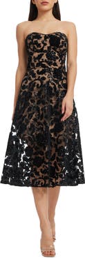 Dress the Population Sadie Floral Sequin Strapless A-Line Dress