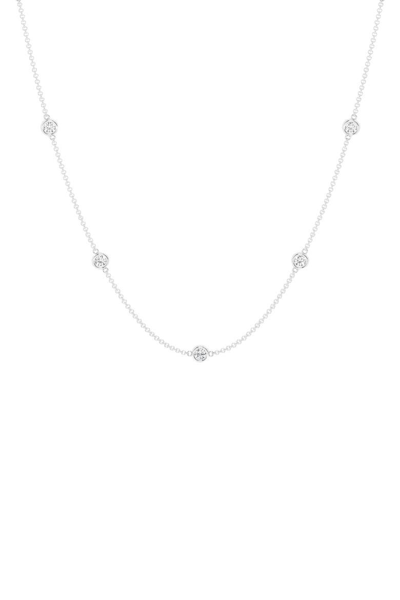 14K White Gold Near Colorless Lab Grown Station Chain Diamond Necklace ...