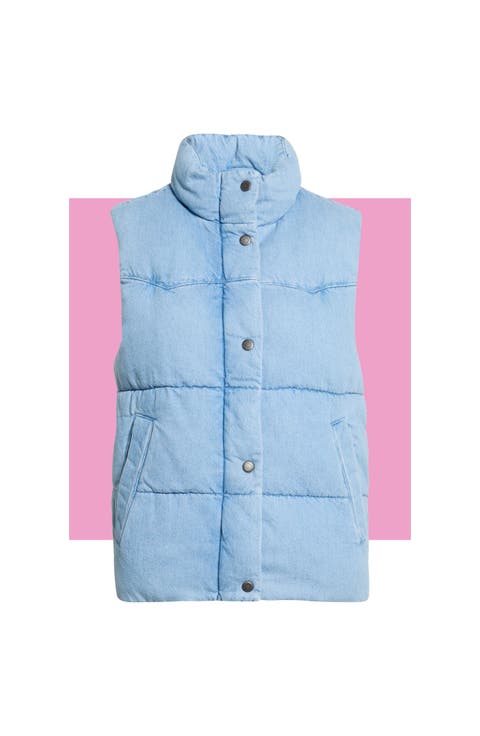 Western Denim Puffer Vest