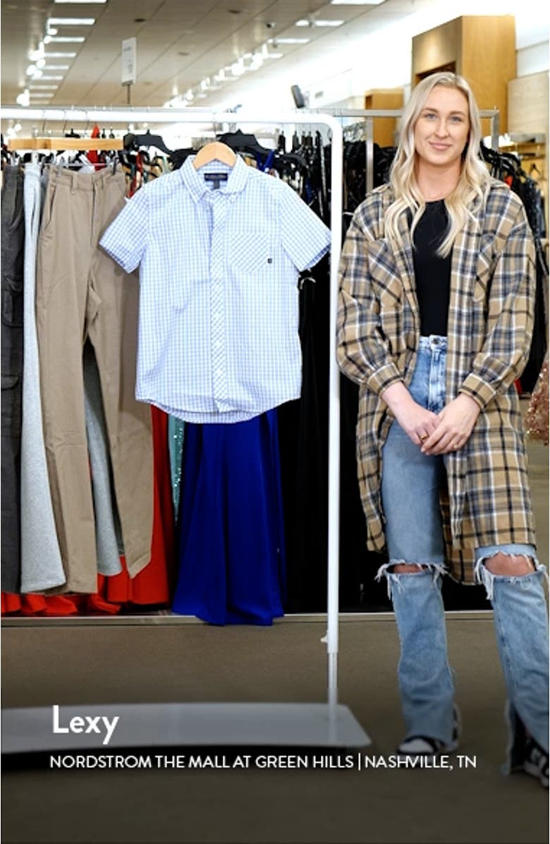 Kids' Gingham Short Sleeve Cotton Button-Down Shirt, sales video thumbnail