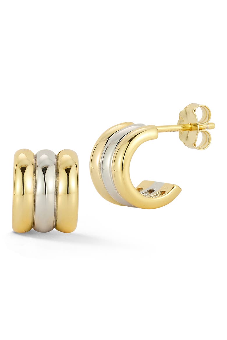 Triple Row Huggie Hoop Earrings, Main, color, TWO TONE