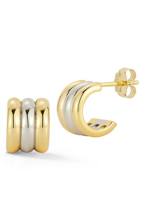 Triple Row Huggie Hoop Earrings
