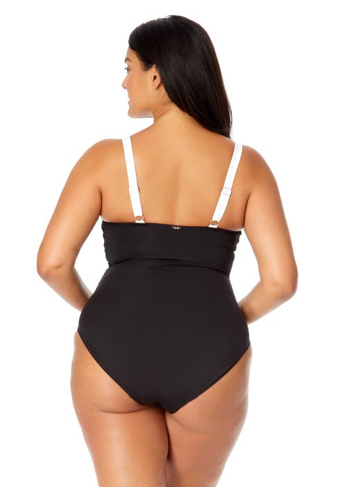 Shop Anne Cole Plus Plus Mesh Around Mesh Insert One Piece Swimsuit In Black