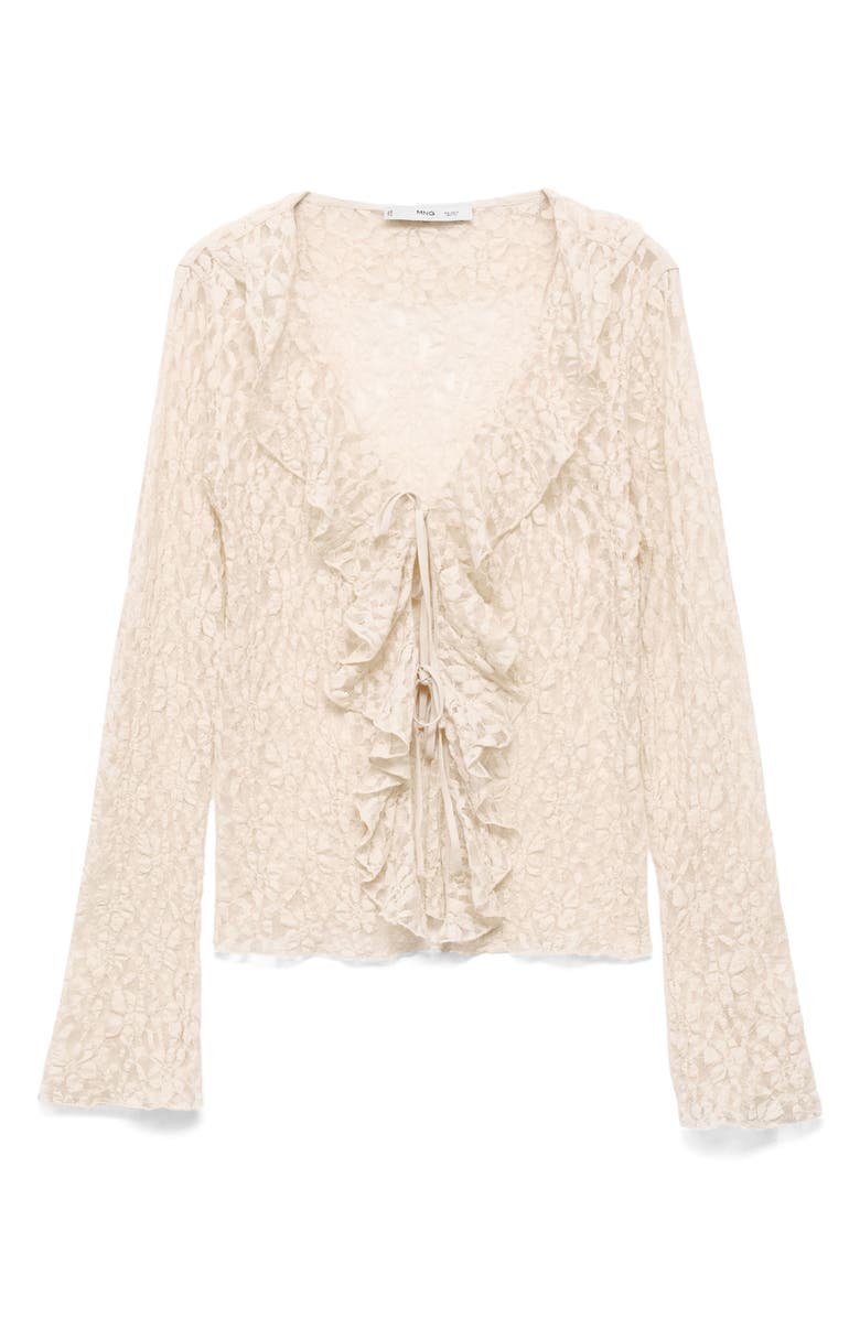 MANGO Ruffle Lace Top, Alternate, color, Ecru