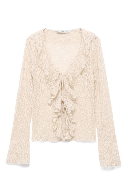 Mango Ruffle Lace Top In Neutral