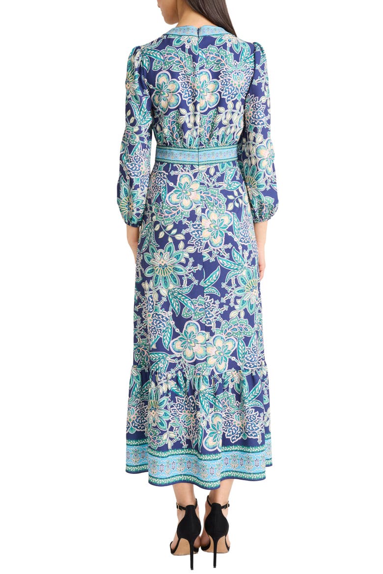 Print Balloon Sleeve Maxi Dress, Alternate, color, NAVY/ BLUE